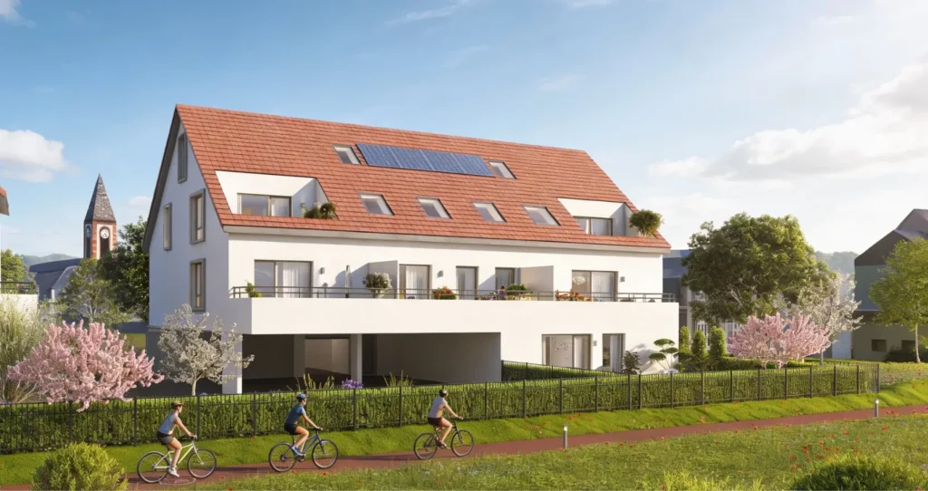 Programme Oxygène à Niederhausbergen : perspective extérieure de la résidence