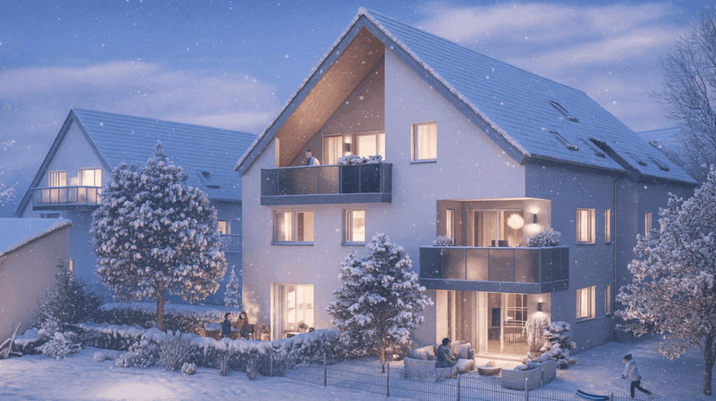 Résidence Clé de Sol à Holtzheim – Ambiance hivernale Trianon Résidences.