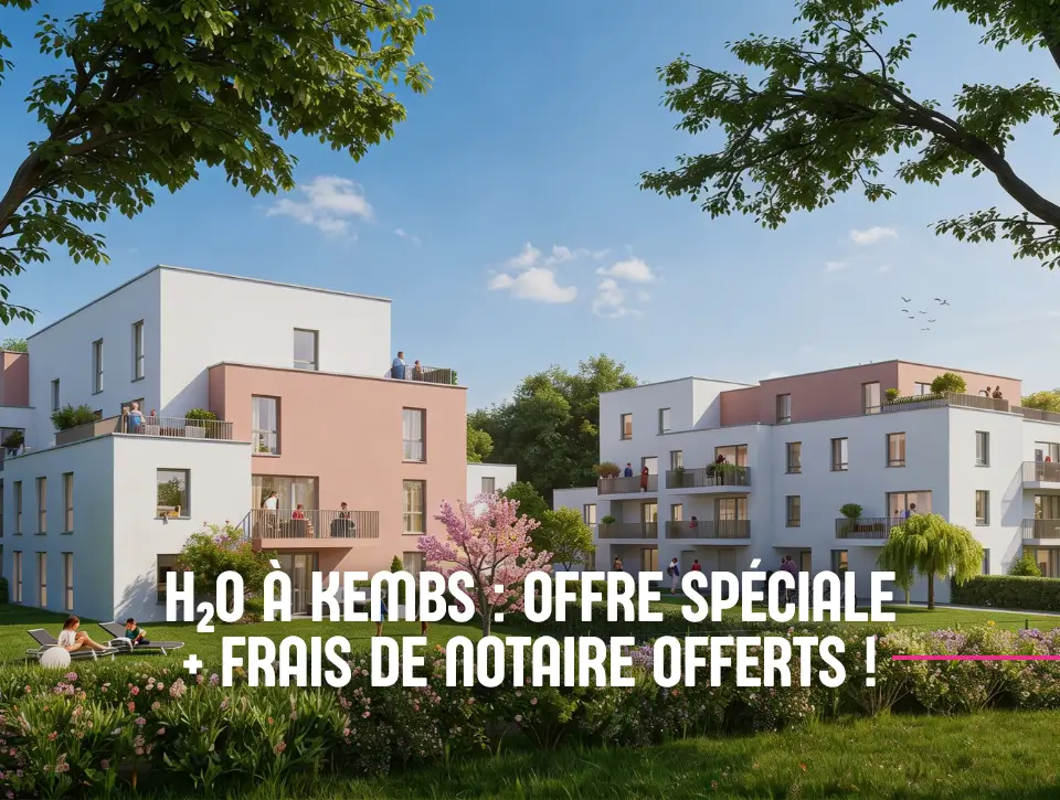 Résidence H2O à Kembs avec offre spéciale et frais de notaire offerts par Trianon Résidences.