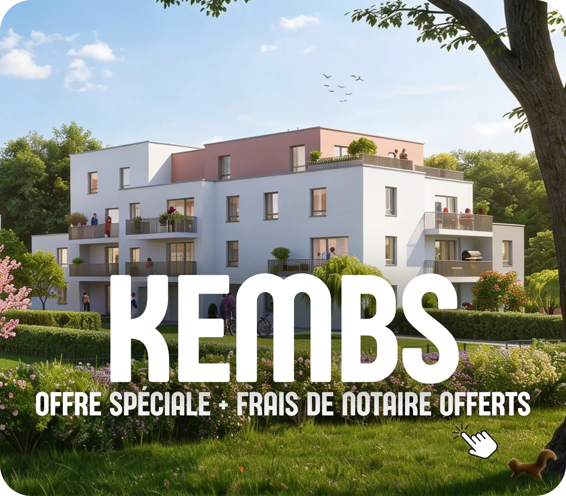 Résidence neuve à Kembs avec offre spéciale et frais de notaire offerts par Trianon Résidences.